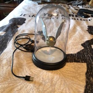 Gold and Black Decorative Cloche with Electrical Cord